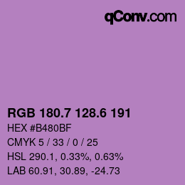 カラーコード: RGB 180.7 128.6 191 | qconv.com