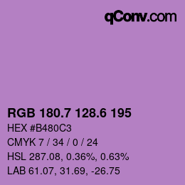 カラーコード: RGB 180.7 128.6 195 | qconv.com