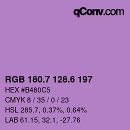 カラーコード: RGB 180.7 128.6 197 | qconv.com