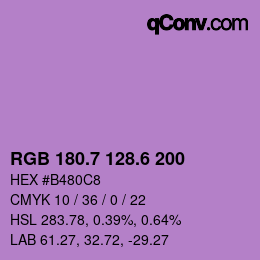 カラーコード: RGB 180.7 128.6 200 | qconv.com