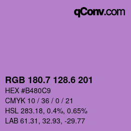 カラーコード: RGB 180.7 128.6 201 | qconv.com
