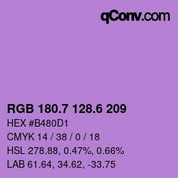 カラーコード: RGB 180.7 128.6 209 | qconv.com