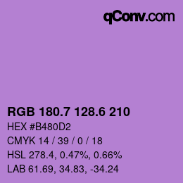 カラーコード: RGB 180.7 128.6 210 | qconv.com