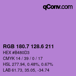 カラーコード: RGB 180.7 128.6 211 | qconv.com