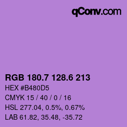 カラーコード: RGB 180.7 128.6 213 | qconv.com