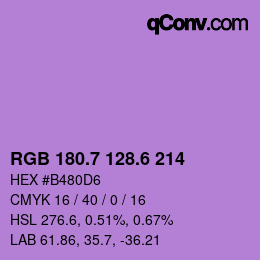 カラーコード: RGB 180.7 128.6 214 | qconv.com