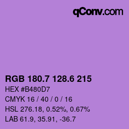 カラーコード: RGB 180.7 128.6 215 | qconv.com