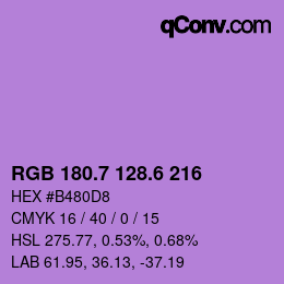 カラーコード: RGB 180.7 128.6 216 | qconv.com