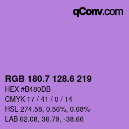 カラーコード: RGB 180.7 128.6 219 | qconv.com