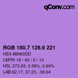 カラーコード: RGB 180.7 128.6 221 | qconv.com