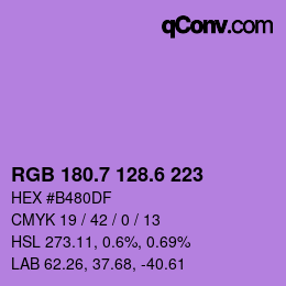カラーコード: RGB 180.7 128.6 223 | qconv.com