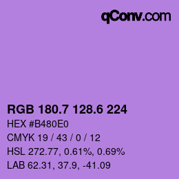 カラーコード: RGB 180.7 128.6 224 | qconv.com