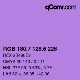 カラーコード: RGB 180.7 128.6 226 | qconv.com