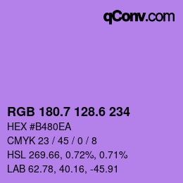 カラーコード: RGB 180.7 128.6 234 | qconv.com