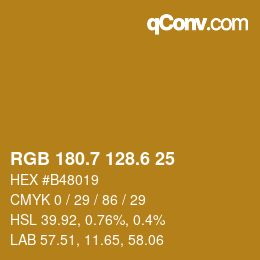 カラーコード: RGB 180.7 128.6 25 | qconv.com