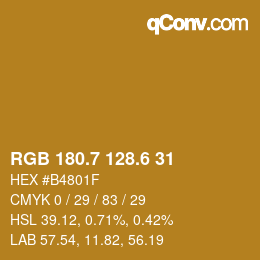 カラーコード: RGB 180.7 128.6 31 | qconv.com
