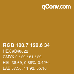 カラーコード: RGB 180.7 128.6 34 | qconv.com
