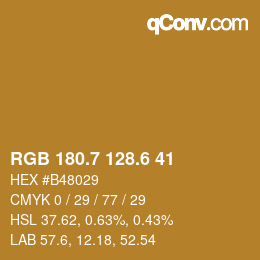 カラーコード: RGB 180.7 128.6 41 | qconv.com