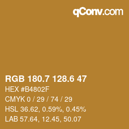 カラーコード: RGB 180.7 128.6 47 | qconv.com
