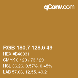 カラーコード: RGB 180.7 128.6 49 | qconv.com