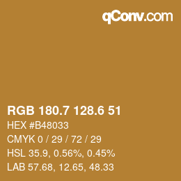 カラーコード: RGB 180.7 128.6 51 | qconv.com
