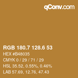 カラーコード: RGB 180.7 128.6 53 | qconv.com