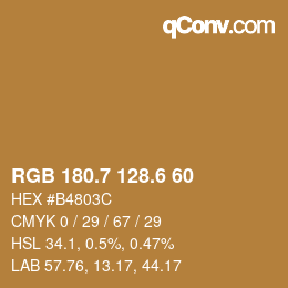 カラーコード: RGB 180.7 128.6 60 | qconv.com