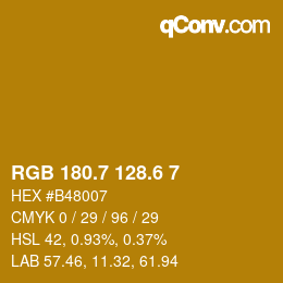 カラーコード: RGB 180.7 128.6 7 | qconv.com