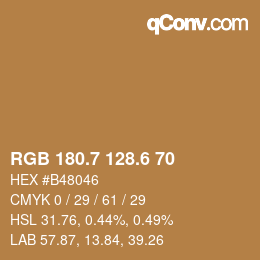 カラーコード: RGB 180.7 128.6 70 | qconv.com