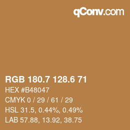 カラーコード: RGB 180.7 128.6 71 | qconv.com