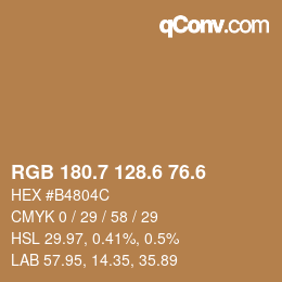 カラーコード: RGB 180.7 128.6 76.6 | qconv.com