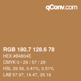 カラーコード: RGB 180.7 128.6 78 | qconv.com