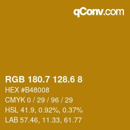 カラーコード: RGB 180.7 128.6 8 | qconv.com