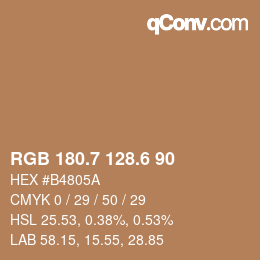 カラーコード: RGB 180.7 128.6 90 | qconv.com