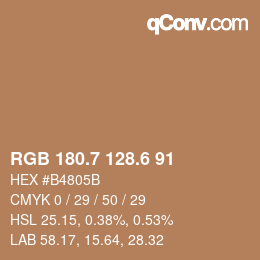 カラーコード: RGB 180.7 128.6 91 | qconv.com