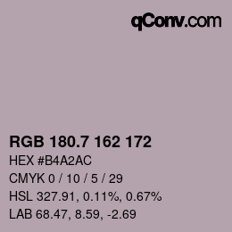 カラーコード: RGB 180.7 162 172 | qconv.com