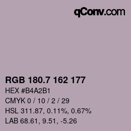 カラーコード: RGB 180.7 162 177 | qconv.com