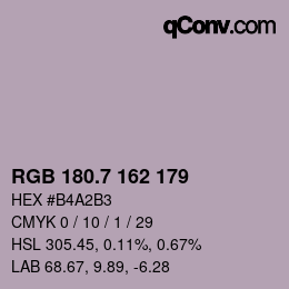 カラーコード: RGB 180.7 162 179 | qconv.com
