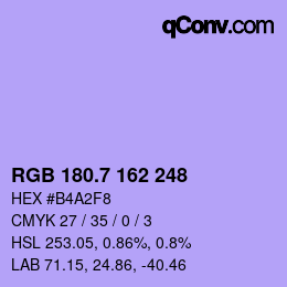 颜色代码: RGB 180.7 162 248 | qconv.com