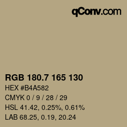 カラーコード: RGB 180.7 165 130 | qconv.com