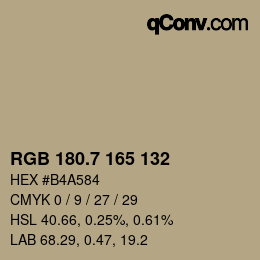 カラーコード: RGB 180.7 165 132 | qconv.com