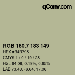 カラーコード: RGB 180.7 183 149 | qconv.com