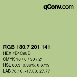 カラーコード: RGB 180.7 201 141 | qconv.com