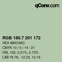 カラーコード: RGB 180.7 201 172 | qconv.com