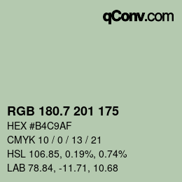カラーコード: RGB 180.7 201 175 | qconv.com