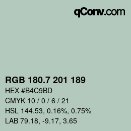 カラーコード: RGB 180.7 201 189 | qconv.com