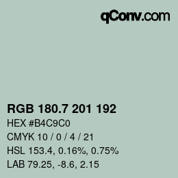 カラーコード: RGB 180.7 201 192 | qconv.com