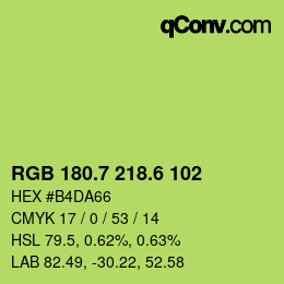 カラーコード: RGB 180.7 218.6 102 | qconv.com