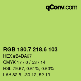 カラーコード: RGB 180.7 218.6 103 | qconv.com