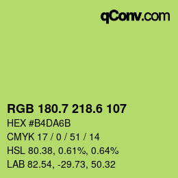 カラーコード: RGB 180.7 218.6 107 | qconv.com